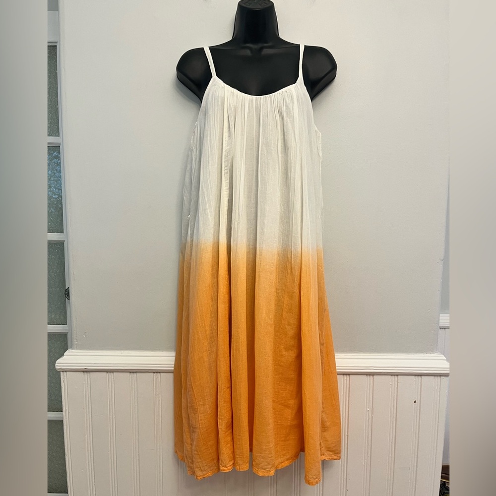 French Connection Dip Dyed Flowy Cotton Spaghetti Strap Dress, Size 8